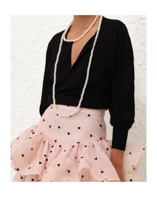 Zimmermann Black Long Sleeve Necklace Jumper