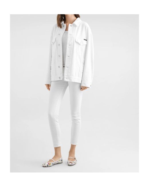 Dolce & Gabbana White Loose Fit Denim Jacket