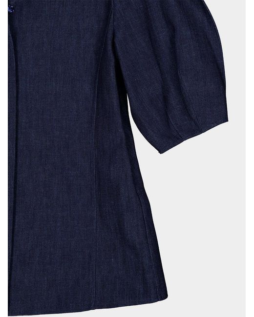 Gabriela Hearst Blue Sansi Puffed-Sleeve Top