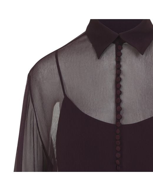 Ermanno Scervino Purple Sheer Button-Front Top