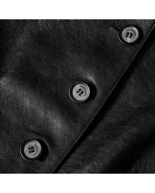 Magda Butrym Black Round Neck Leather Jacket