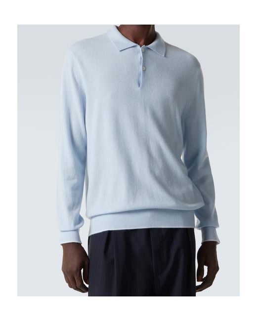 arch4 Blue Long-Sleeved Knit Polo Shirt for men