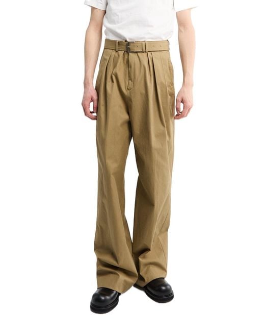 Dries Van Noten Natural Preaches Pleated Belted Pants for men
