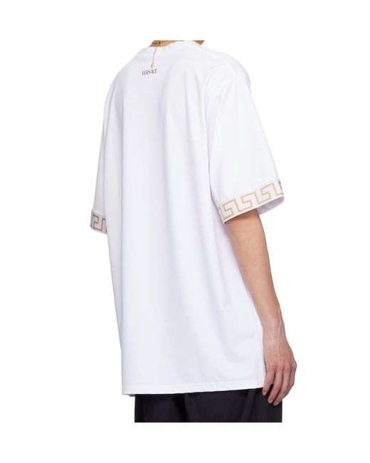 Versace White Greca-Trim Crewneck T-Shirt for men