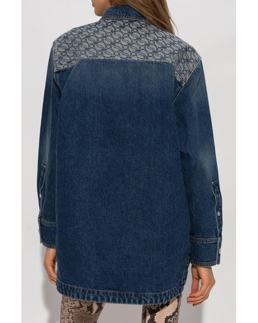 Stella McCartney Blue Logo Long-Sleeved Shirt