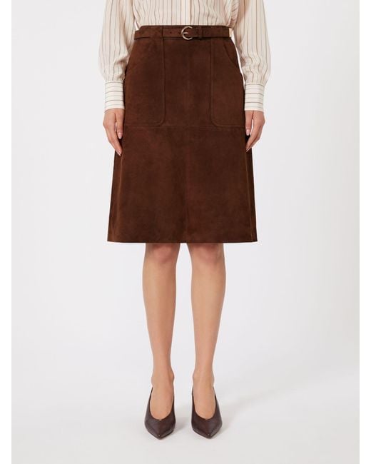 Max Mara Brown Studio Mstennis Belted Midi Skirt