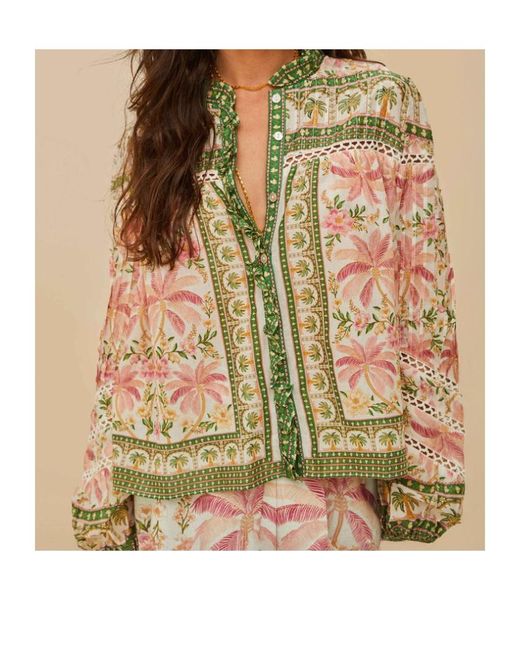 Farm Rio Green Palm Dream Blouse