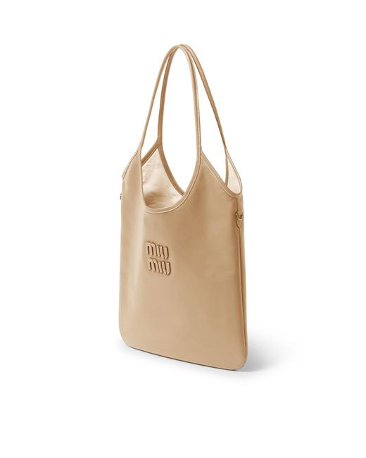 Miu Miu Natural Ivy Logo-Lettering Tote Bag