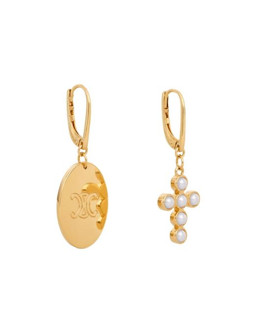 Céline Metallic Triomphe Folk Earrings