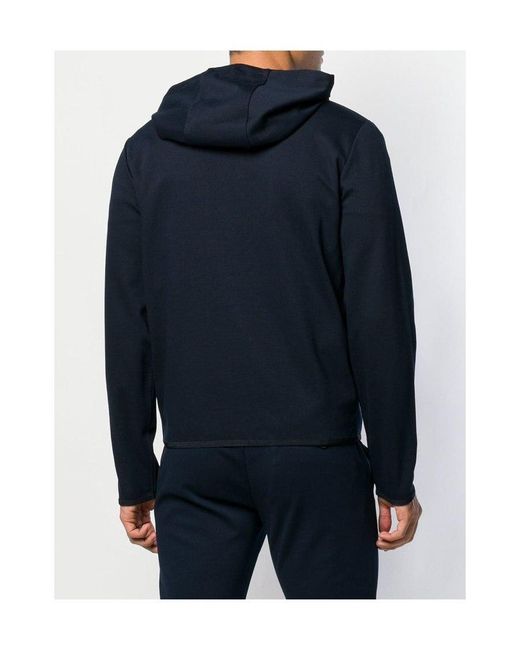 Emporio Armani Blue Zipper Hooded Jacket for men
