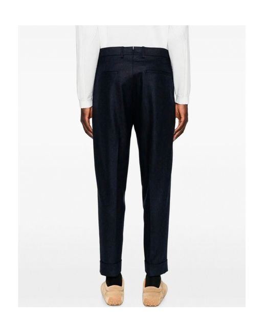 Berwich Blue Pleated Wool Trousers for men