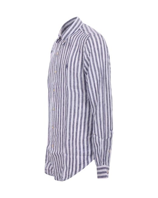 Polo Ralph Lauren Blue Linen Shirt for men