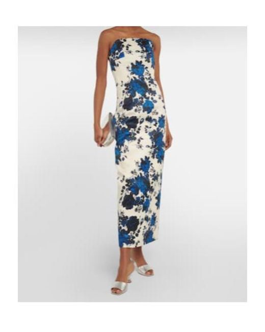 Emilia Wickstead Blue Yulie Floral Taffeta Midi Dress
