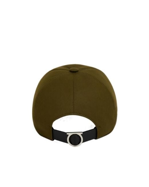 Ferragamo Green Baseball Cap With Tonal Signature for men
