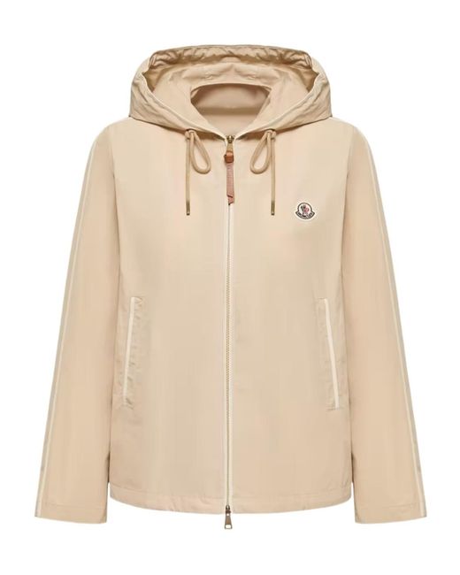 Moncler Natural Sarracenia Zip-Up Hooded Jacket