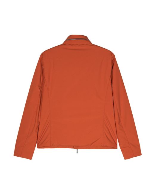 Moorer Orange Quilted Zip-Up Jacket for men