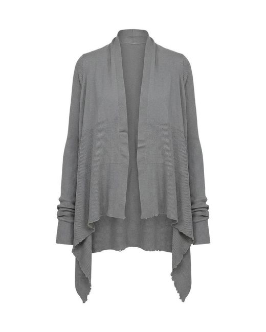 Rick Owens Gray Asymmetric Wrapped Cardigan