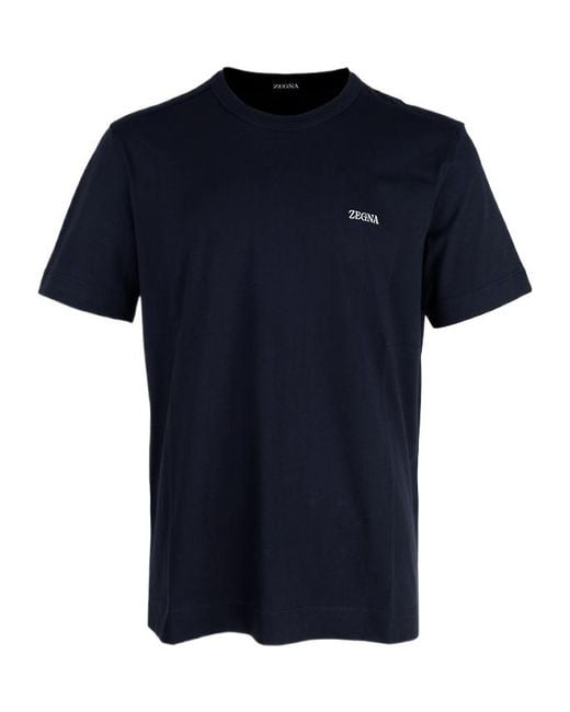Zegna Blue Short-Sleeved T-Shirt for men