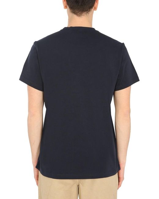 Aspesi Blue Silenzio Logo Print T-Shirt for men