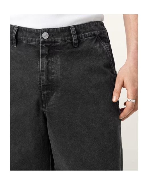 AllSaints Black Jackson Relaxed Fit Cotton Shorts for men