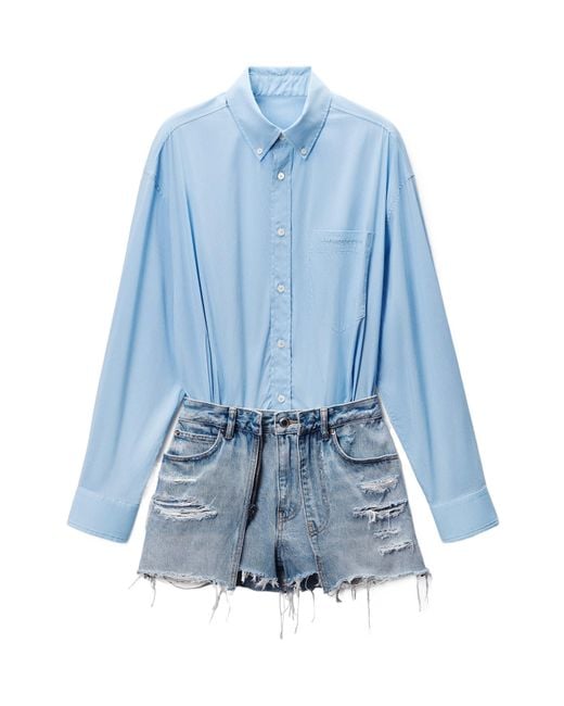 Alexander Wang Blue Prestyled Skort Romper