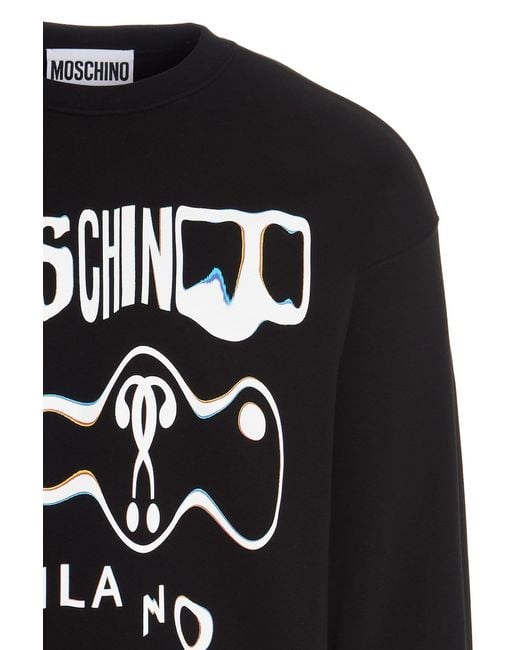 Moschino Black Glitch-Effect Logo Sweatshirt for men