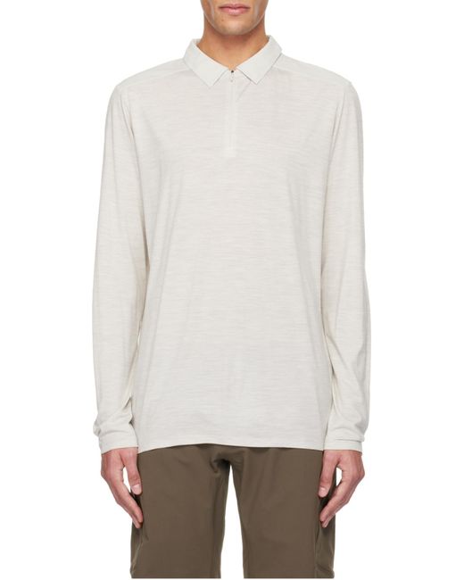 Veilance White Mélange-Effect Wool-Blend Polo Shirt for men