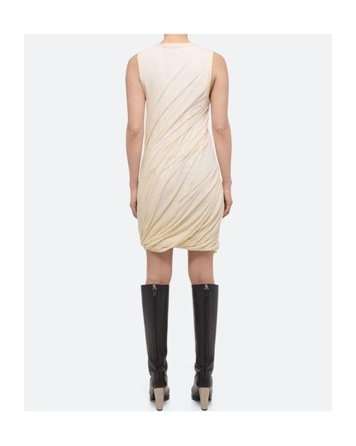 Helmut Lang White Bubble Sheer-Overlay Dress