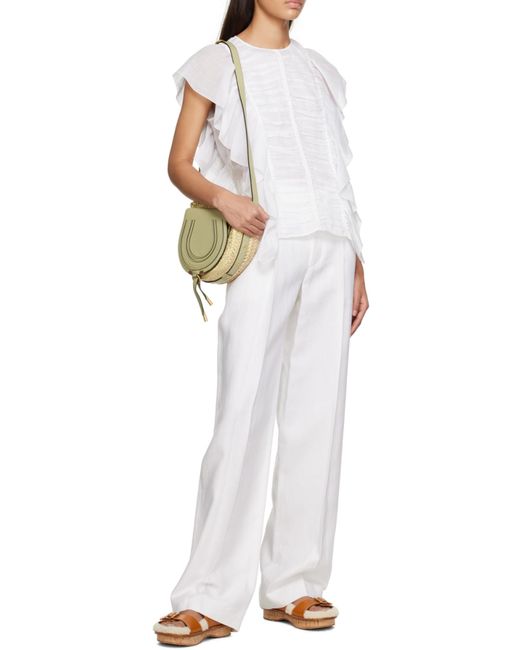 Chloé White Chloé Ruffled Sleeveless Top