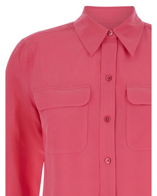 Equipment Pink Lapel Button Shirt