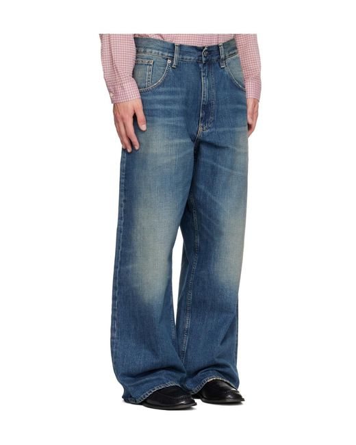 sunflower Blue Logo Patch Wide-Leg Trousers for men