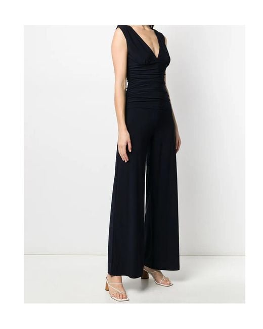 Norma Kamali Blue Sleeveless V-Neck Jumpsuit