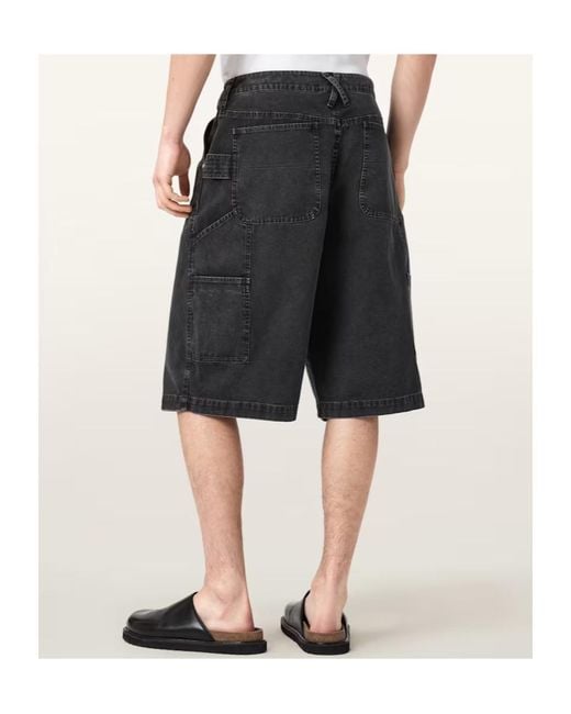 AllSaints Black Jackson Relaxed Fit Cotton Shorts for men
