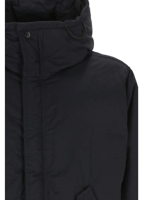 Stone Island Blue Compass-Patch Hooded Padded Jacket for men