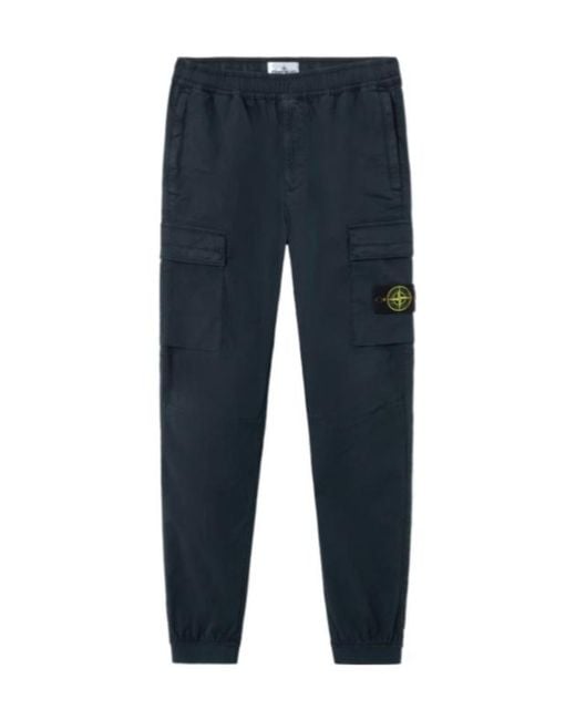 Stone Island Blue Regular-Tapered-Fit Cargo Pants With Drawstring Waistband for men