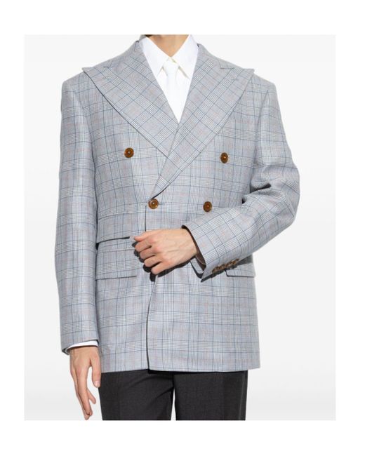 Vivienne Westwood Blue Checked Double-Breasted Blazer for men