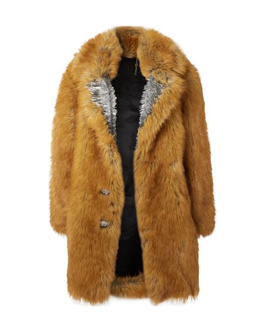 Rabanne Multicolor Embellished-Lapel Fur Coat