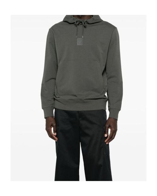 C P Company Gray Logo-Detail Hoodie for men