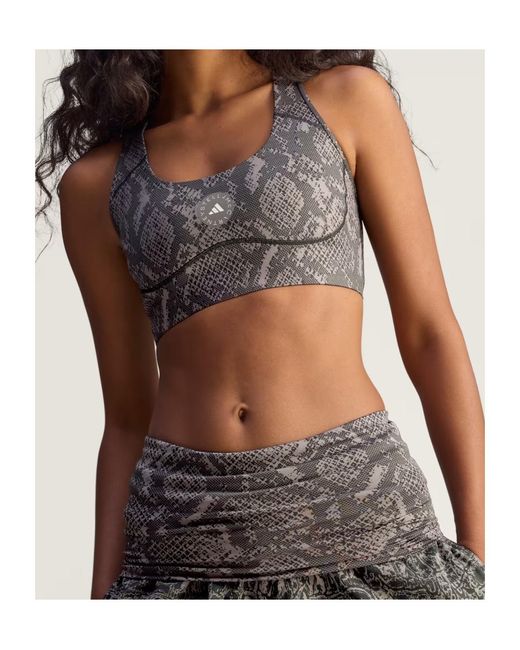 Adidas By Stella McCartney Gray Medium Support Printed Power Impact Training Bra