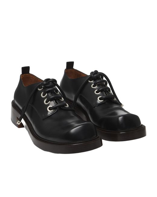 McQueen Black Round-Toe Lace-Up Derby Shoes for men