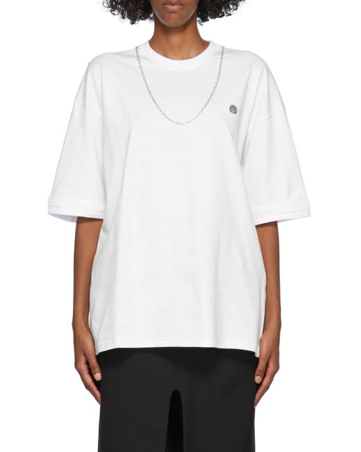 Ambush White Chain Collar Detail Crewneck T-Shirt for men