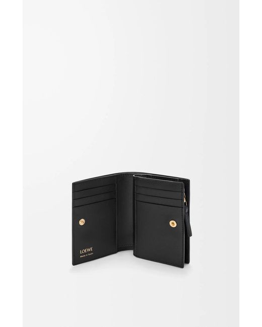 Loewe Black Duet Logo Engraved Compact Wallet