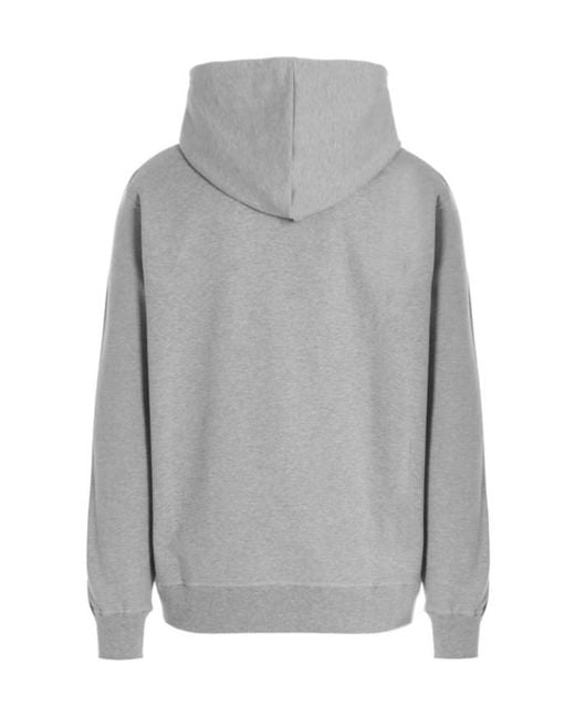 McQueen Gray Logo Print Drawstring Hoodie for men