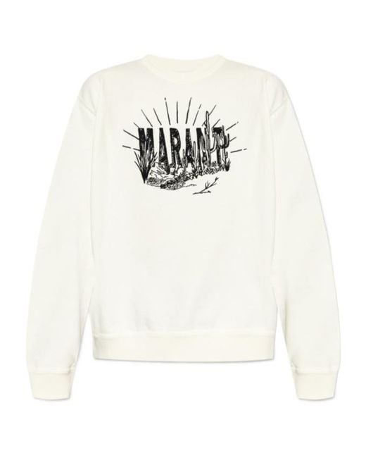 Isabel Marant White Mikoy Logo Printed Sweatshirt for men