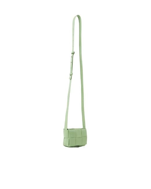Bottega Veneta Green Mini Cassette Knitted Shoulder Bag for men