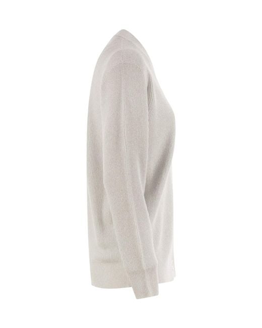 Fabiana Filippi White V-Neck Ribbed Cardigan