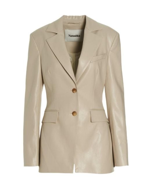 Nanushka Natural Single-Breasted Tailored Blazer
