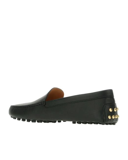 Tod's Black Round-Toed Flat Shoes