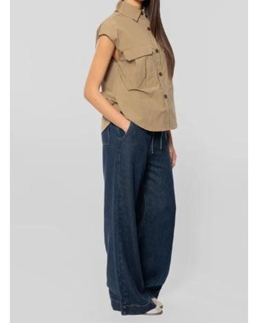 P.A.R.O.S.H. Green Relaxed-Fit Sleeveless Shirt With Front Pockets