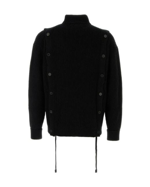 Setchu Black Long-Sleeved Blended Sweater for men
